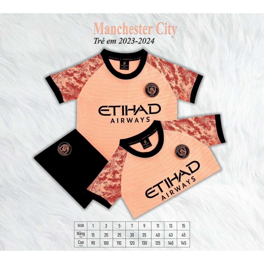Quần áo đá banh trẻ em, đồ đá banh cho bé, ilogo thêu sắc nét cả áo và quần
