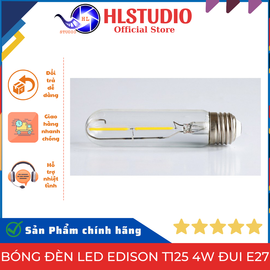 Bóng Đèn Led Edison T125 4W Đui E27 HL Studio