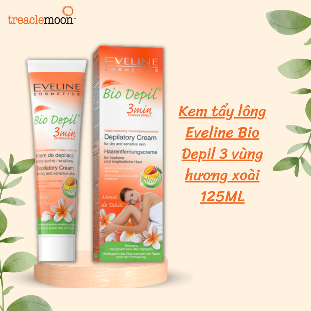 Kem tẩy lông hữu cơ 3 vùng hương xoài Eveline Bio Depil 125ML