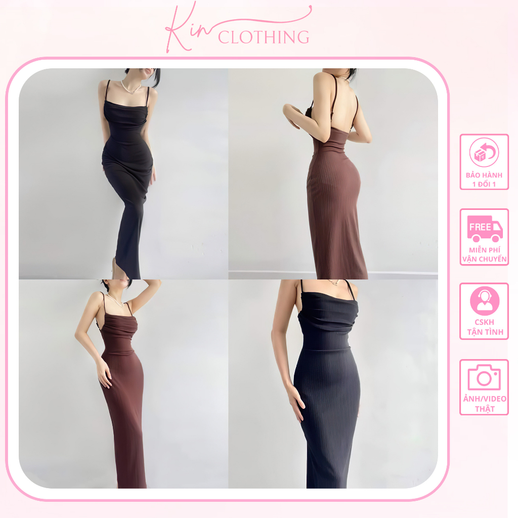 Mẫu Mới ! Đầm Body 2 Dây Dáng Dài , chất thun gân QCCC, Freesize 40-55kg | BigBuy360 - bigbuy360.vn