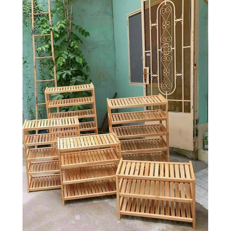 Kệ giày dép gỗ thông - Giá để giày dép lắp ghép dễ dàng - Chịu lực tốt, Decor nhà xinh phong cách Hàn Quốc