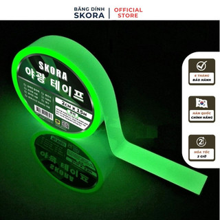 Băng keo dạ quang băng dính dạ quang SKORA kích thước 2cm x 15m phát sáng trong đêm thương hiệu Hàn Quốc nhập khẩu