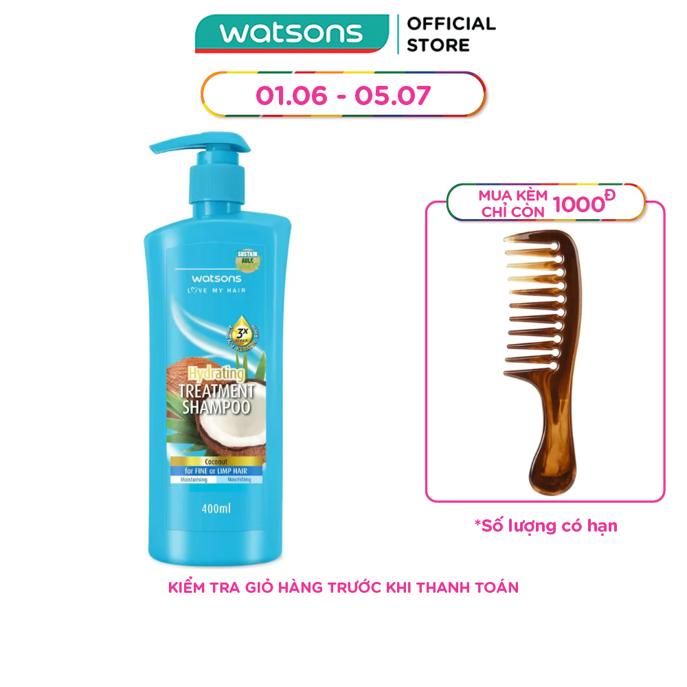 Dầu Gội Watsons Dưỡng Ẩm Hương Dừa 400ml