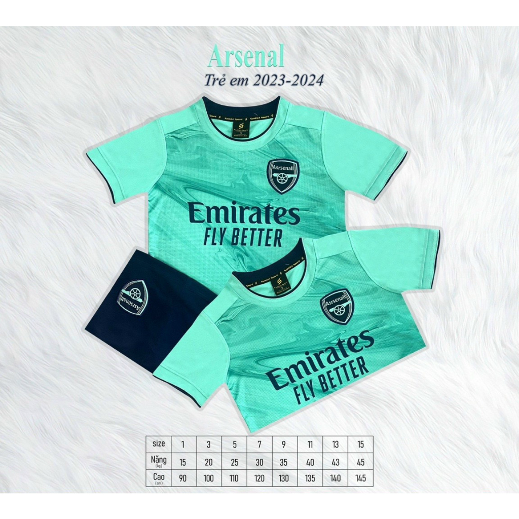 Quần áo đá banh trẻ em, đồ đá banh cho bé, in tên số theo yêu cầu, logo thêu sắc nét cả áo và quần