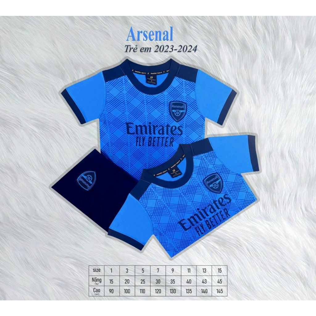 Quần áo đá banh trẻ em, đồ đá banh cho bé, in tên số theo yêu cầu, logo thêu sắc nét cả áo và quần