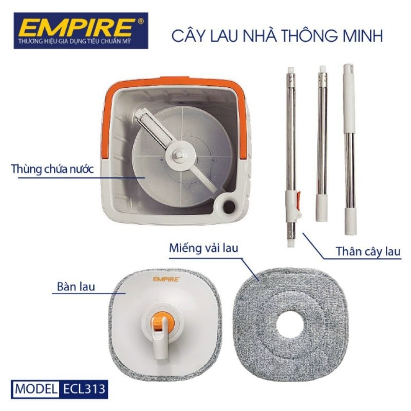 Cây Lau Nhà Empire Mã 313 - Cây Lau Nhà Tách Nước Bẩn Thông Minh