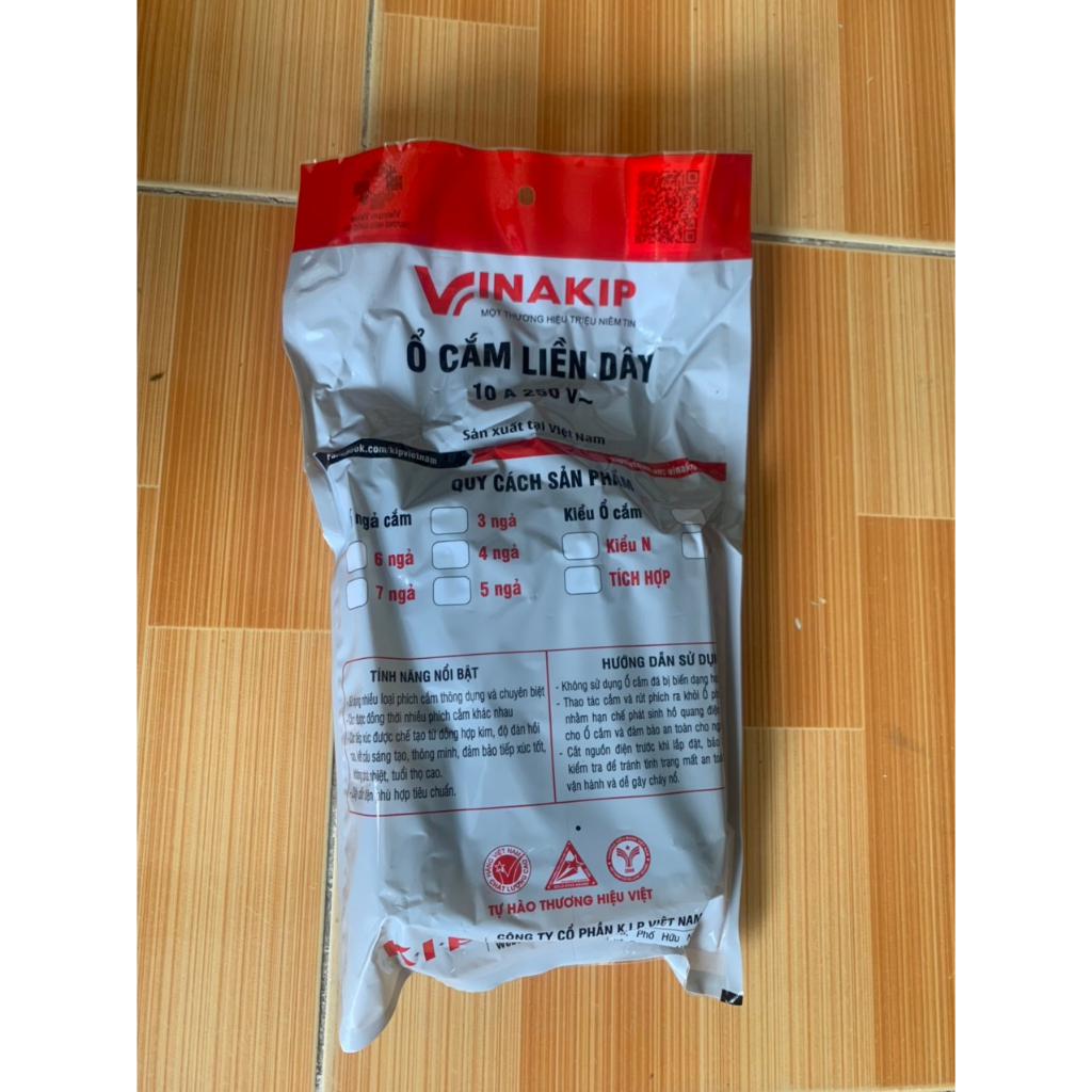 Ổ cắm vinakip 6 ngả đa năng liền dây 3m - OC 56 và 5m - OC 57