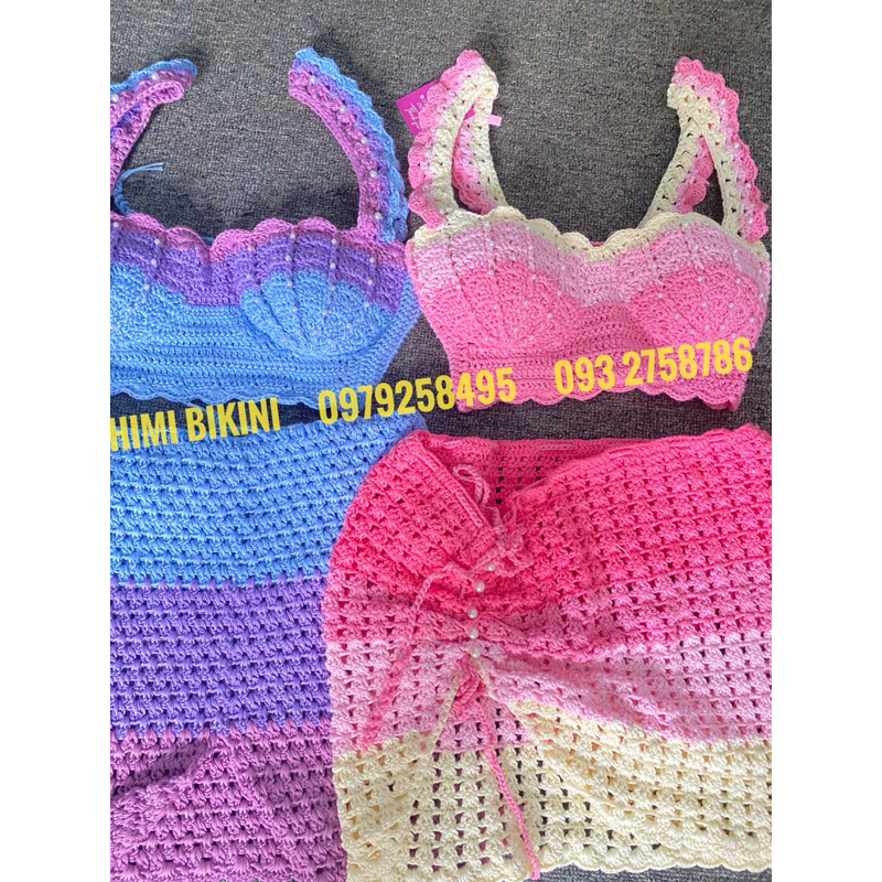 SET BIKINI MÓC LEN CÓ VỎ SÒ TÍM - HỒNG PHỐI MÀU có sẵn S M L