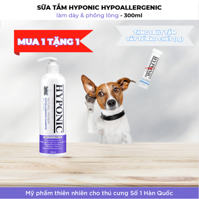 Sữa tắm cho chó cao cấp HYPONIC Hypoallergenic, làm dày & phồng lông