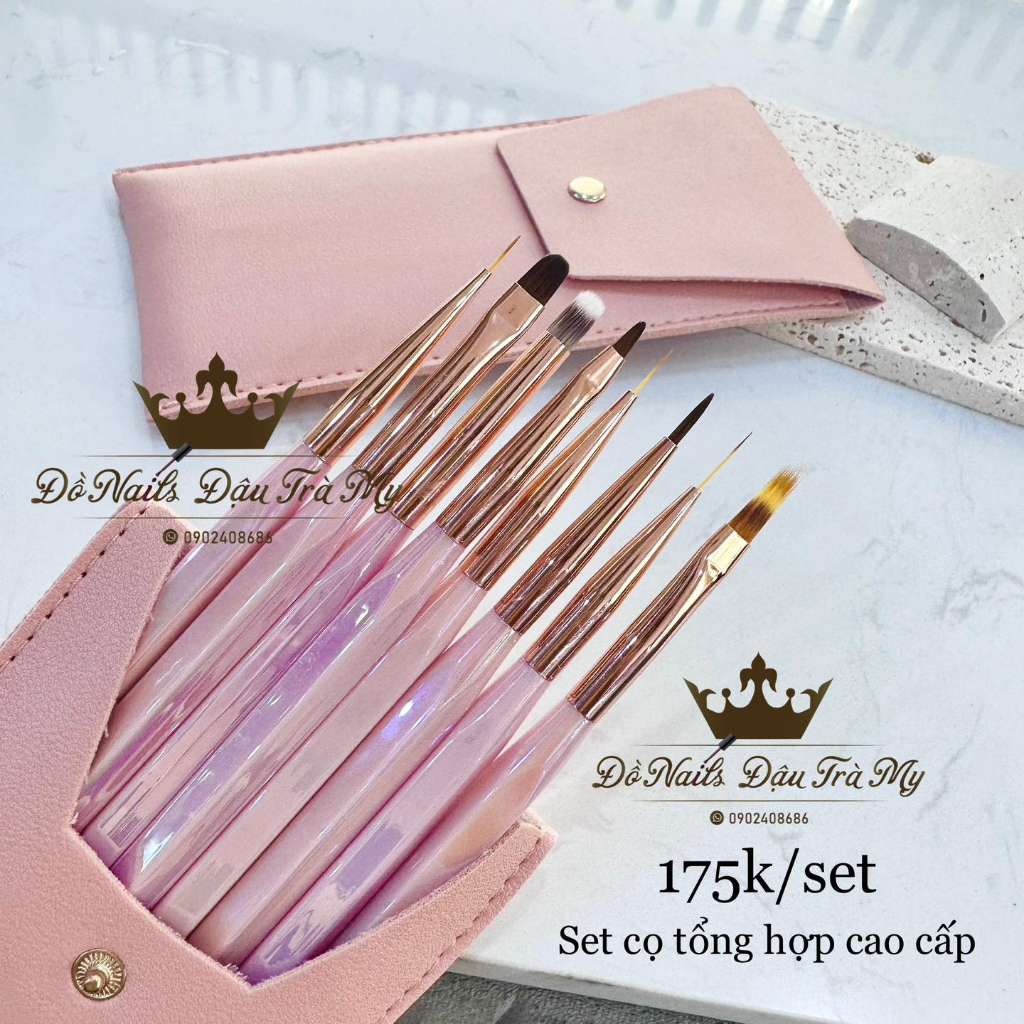 Phụ kiện nail - Set cọ hồng N304 vẽ nail xinh đẹp