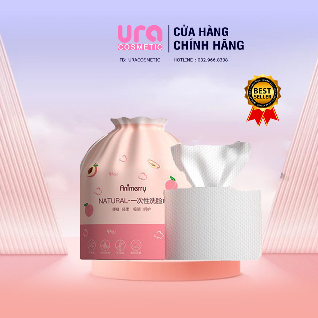 Khăn giấy tẩy trang animerry 100% BÔNG TỰ NHIÊN