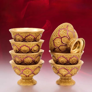 Chén cúng 8 Cát Tường hoa văn sen
