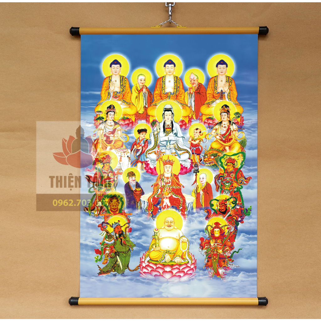 Tranh Liên Trì Hải Hội 40x60cm bằng vải phủ bóng cao cấp bền đẹp