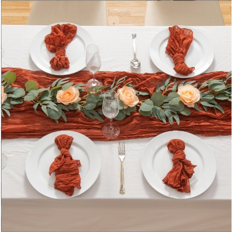 Khăn trải giữa bàn table runner vintage vải xô,vải đũi nhiều màu x