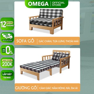 Giường sofa gỗ gấp gọn thành ghế sofa đa năng thông minh hiện đại, giường ngủ thông minh omega m156