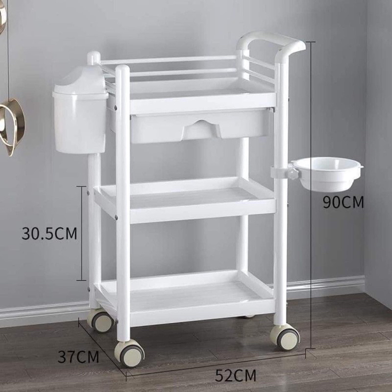 xe đẩy spa cao cấp có thùng rác