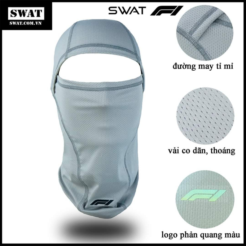 Khăn Ninja Trùm Đầu Fullface Swat F1 Vải Cao Cấp Thoáng Mát Co Dãn 4 Chiều