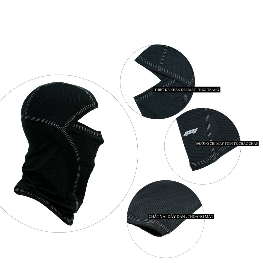 Khăn Ninja Trùm Đầu Fullface Swat F1 Vải Cao Cấp Thoáng Mát Co Dãn 4 Chiều