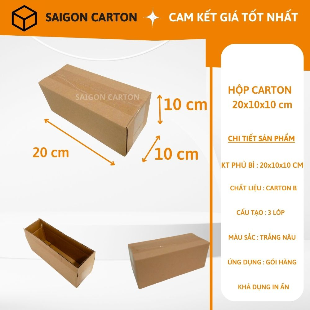 50 Hộp carton đóng gói hàng cho shop online size 20x10x10 cm -  sản xuất bởi SÀI GÒN CARTON