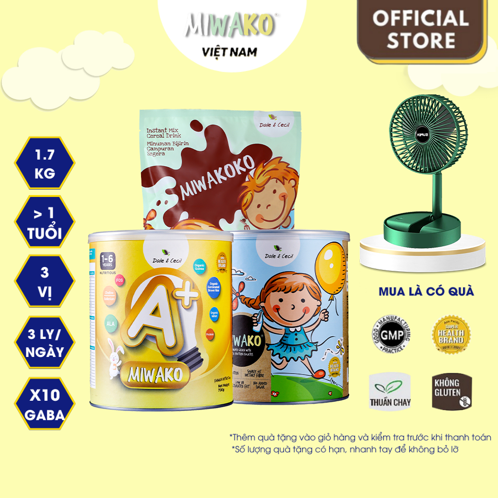 Sữa Hạt Miwako A+ Vị Vani Hôp 700g, Miwako Vị Gạo, Miwakoko 300g