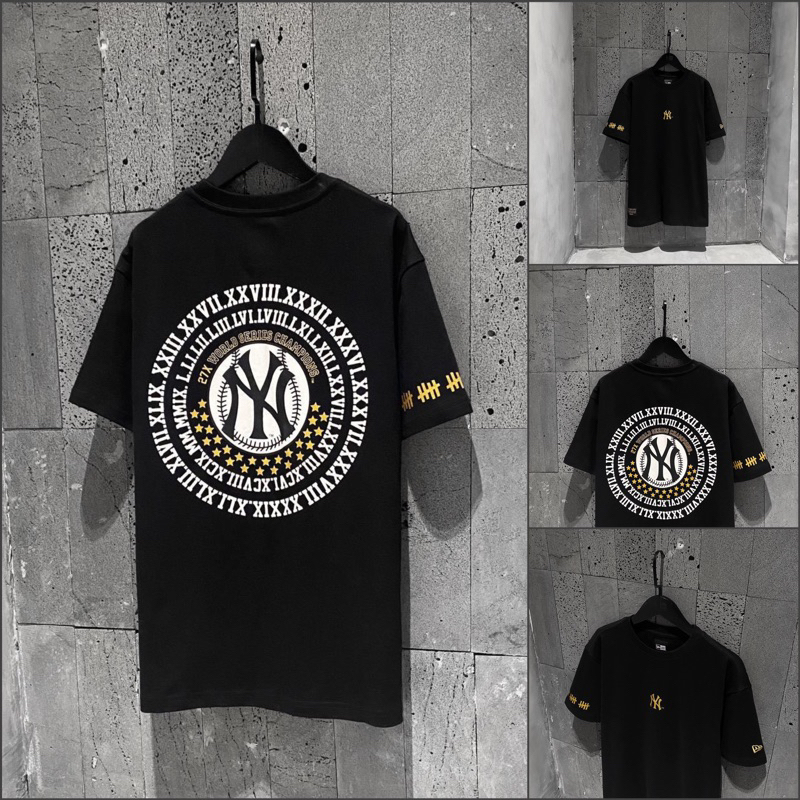 Áo thun unisex MLB/ Newera chính hãng nam nữ in logo LA/ NY đặc trưng chất co giãn mặc mát