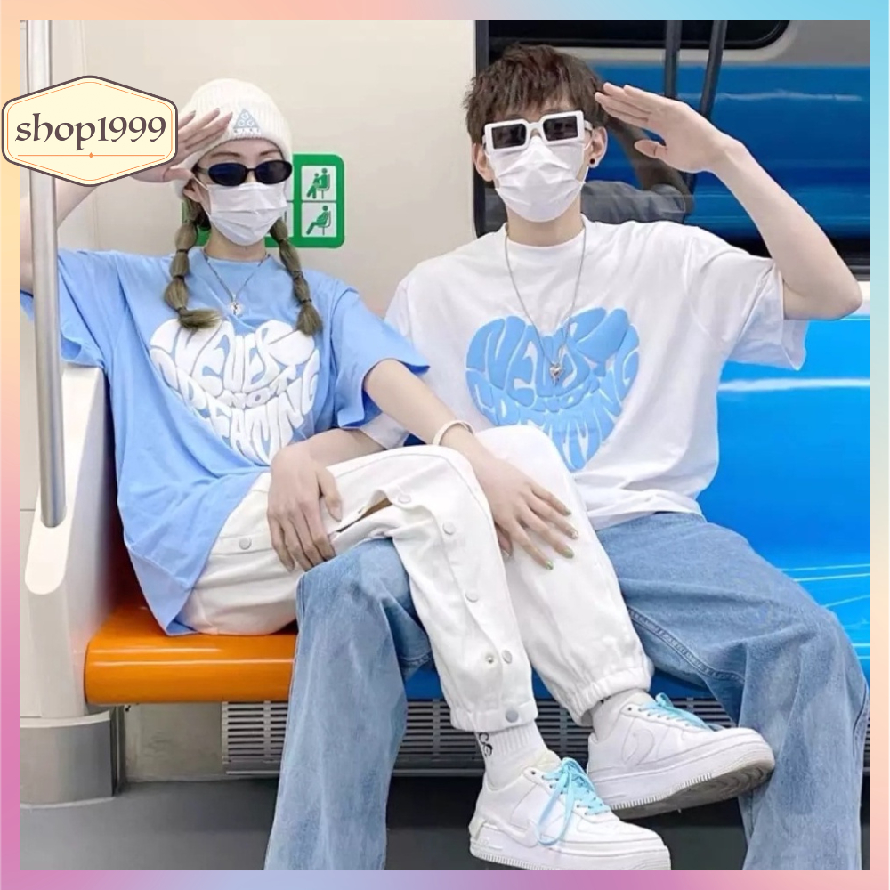Áo Thun TRÁI TIM HÀN QUỐC Tay Lỡ From Rộng Unisex - Áo Phông SHOP1999 Cho Nam Nữ Hội Nhóm