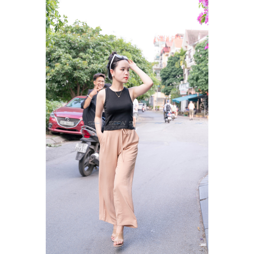 Áo croptop nữ SEFA sát nách ba lỗ thun không tay kiểu ôm body tank top vải cotton SF2302MG