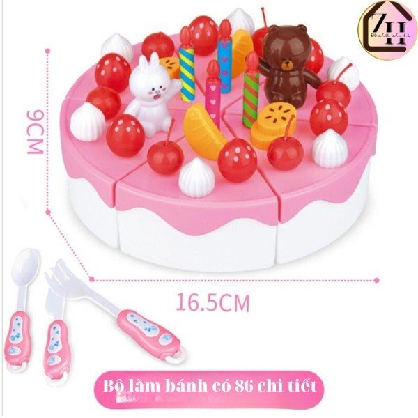 Bộ đồ chơi trang trí và cắt bánh sinh nhật loại to 86 chi tiết đồ chơi xinh nhật cho bé