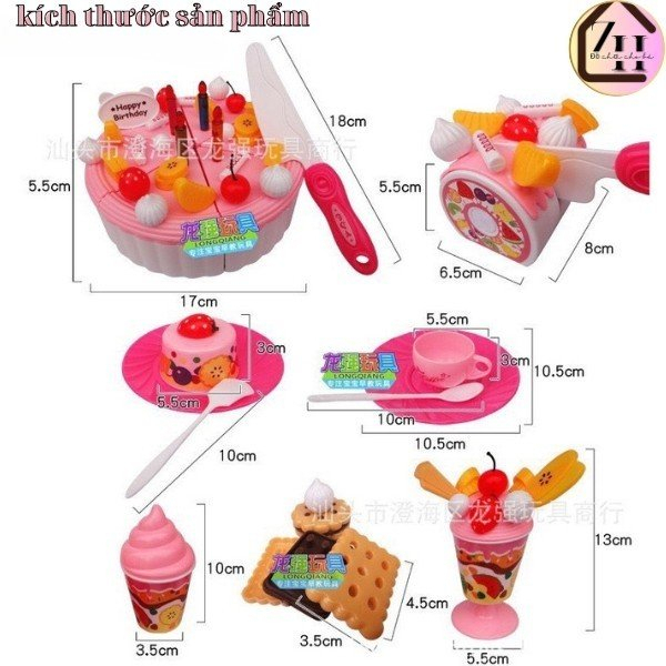 Bộ đồ chơi trang trí và cắt bánh sinh nhật loại to 86 chi tiết đồ chơi xinh nhật cho bé