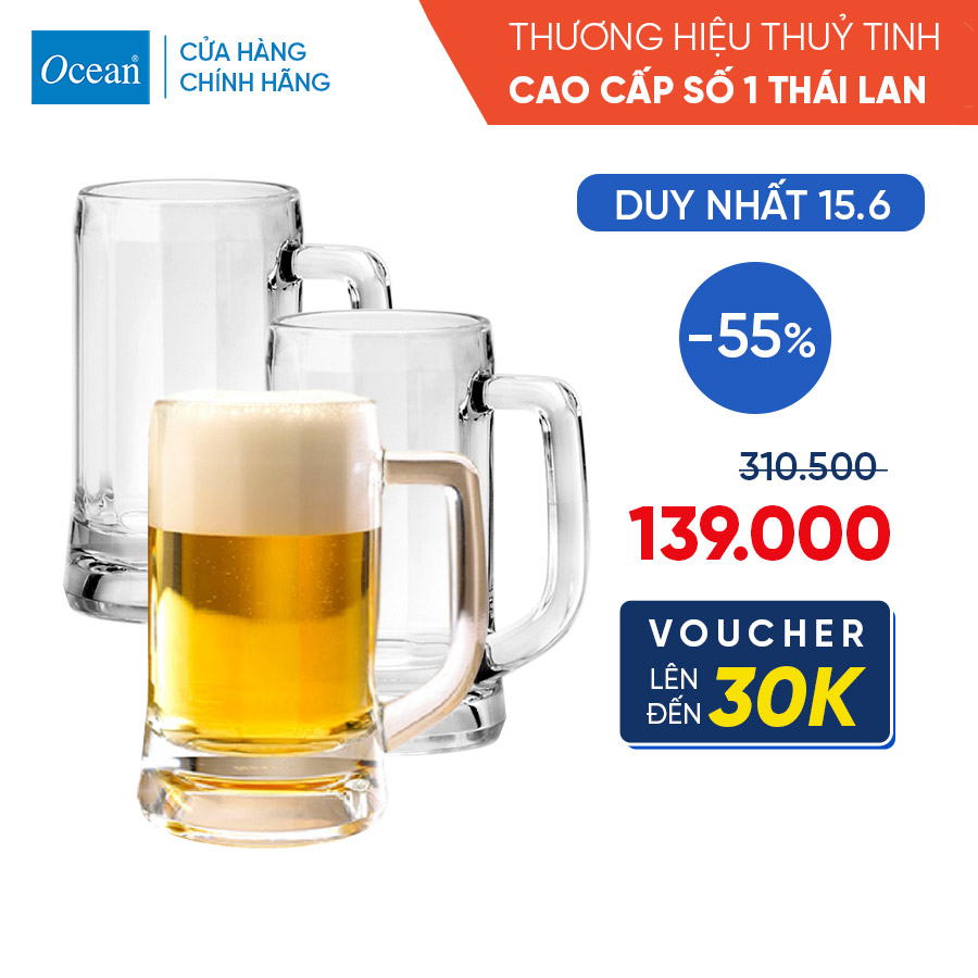 Bộ 3 Ly Thủy Tinh Ocean Beer Munich 355ml