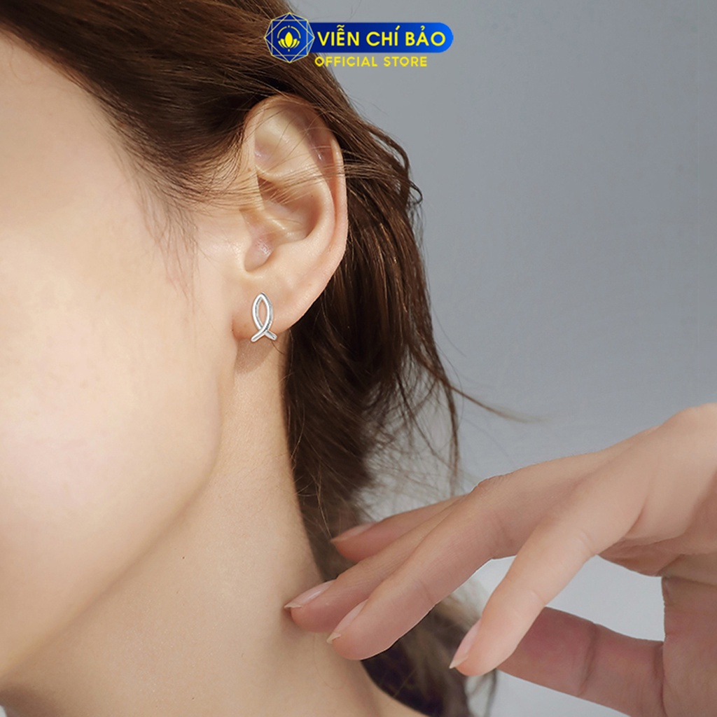 Bông tai cá chất liệu bạc 925 thời trang phụ kiện trang sức nữ thương hiệu Viễn Chí Bảo E082