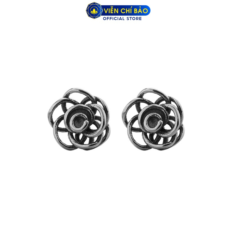 Bông tai bạc nữ Black Rose chất liệu bạc 925 thời trang phụ kiện trang sức nữ Viễn Chí Bảo B000254