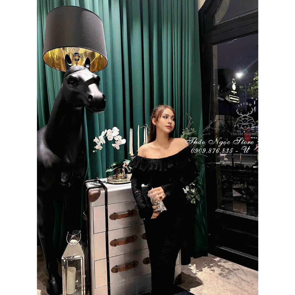 Đầm maxi ren bèo tầng bẹt vai, Đầm ren body bèo trễ vai hàng chuẫn!
