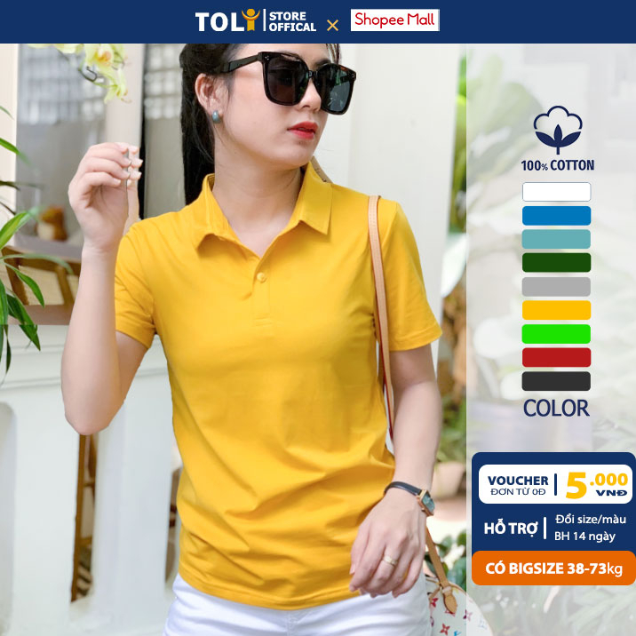 Áo Thun polo nữ TOLI có cổ sơ mi, dáng ôm nhẹ, vải Cotton mềm mịn,chính hãng cao cấp [TF07]