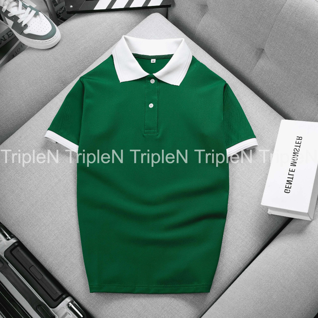 Áo polo nam TripleN ngắn tay vải cá sấu thoáng mát, kiểu dáng thời trang dễ phối đồ