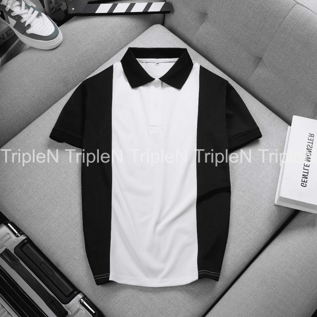 Áo polo nam TripleN ngắn tay vải cá sấu thoáng mát, kiểu dáng thời trang dễ phối đồ