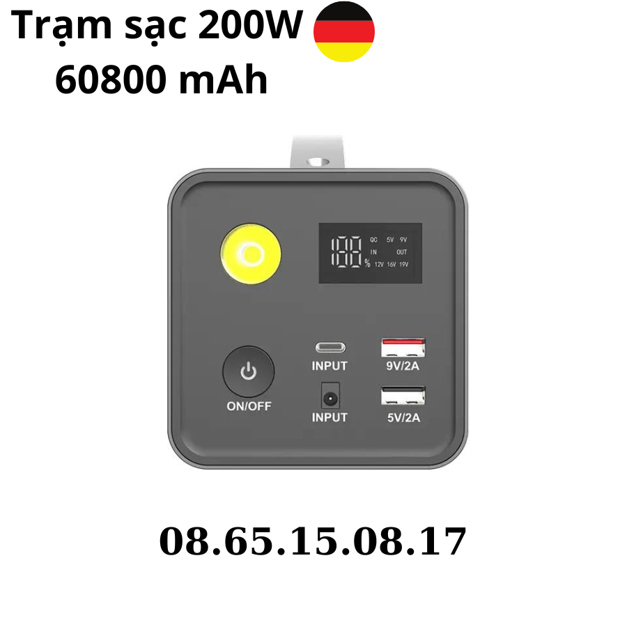 (chính hãng) Trạm sạc di động GLUCKLICH 200W 60800 mAh - Tiểu chuẩn Châu Âu, sử dụng linh hoạt