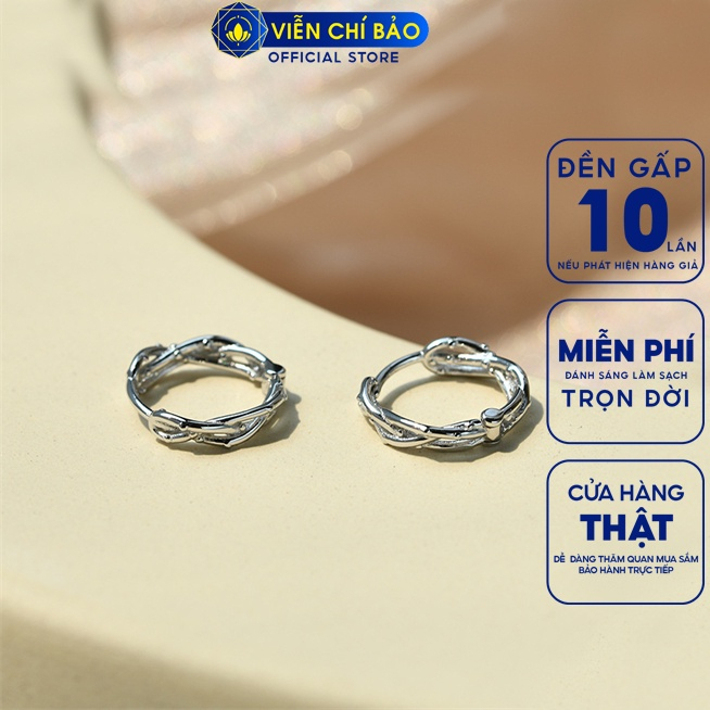 Bông tai tròn chéo chất liệu bạc Thái 925 thời trang phụ kiện trang sức nữ Viễn Chí Bảo B000128