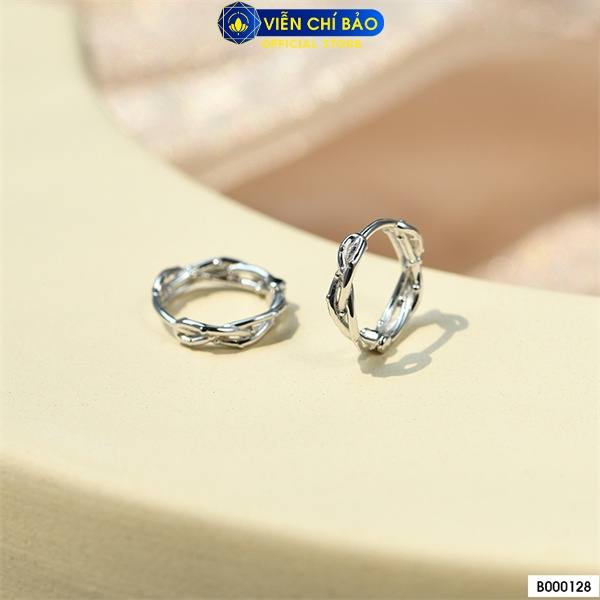 Bông tai tròn chéo chất liệu bạc Thái 925 thời trang phụ kiện trang sức nữ Viễn Chí Bảo B000128