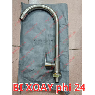 Vòi Rửa Chén Bát Lạnh phi 24mm inox SUS 304, xước mờ ống cong lớn