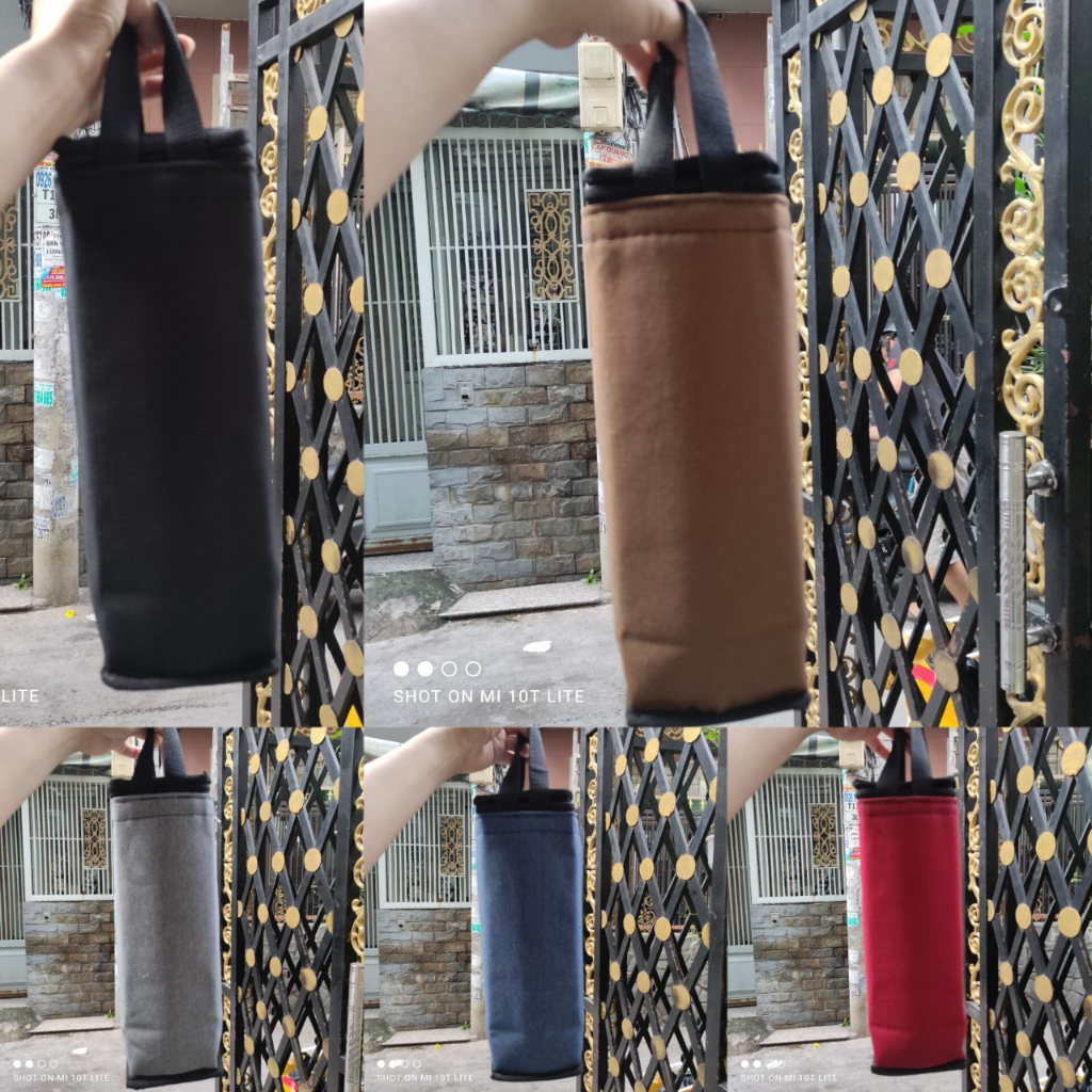 TÚI ĐỰNG BÌNH NƯỚC 1200ML VẢI BỐ FULL MÀU CÓ DÂY KÉO VÀ LỚP CÁCH NHIỆT (cao25xngang10xrong10)