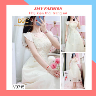 V3715 Váy đầm organza dự tiệc cổ yếm nữ tính váy đầm tiểu thư nữ tính