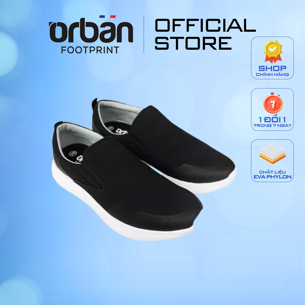 Giày slipon nam đế cao Urban TM1907 vải đen