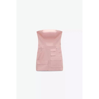 Đầm hồng cúp ngực phối túi(Sẵn size s)