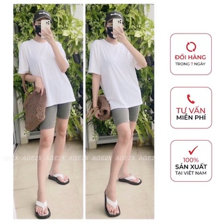 Set  AGE2X Quần biker short và áo thun trơn  form rộng