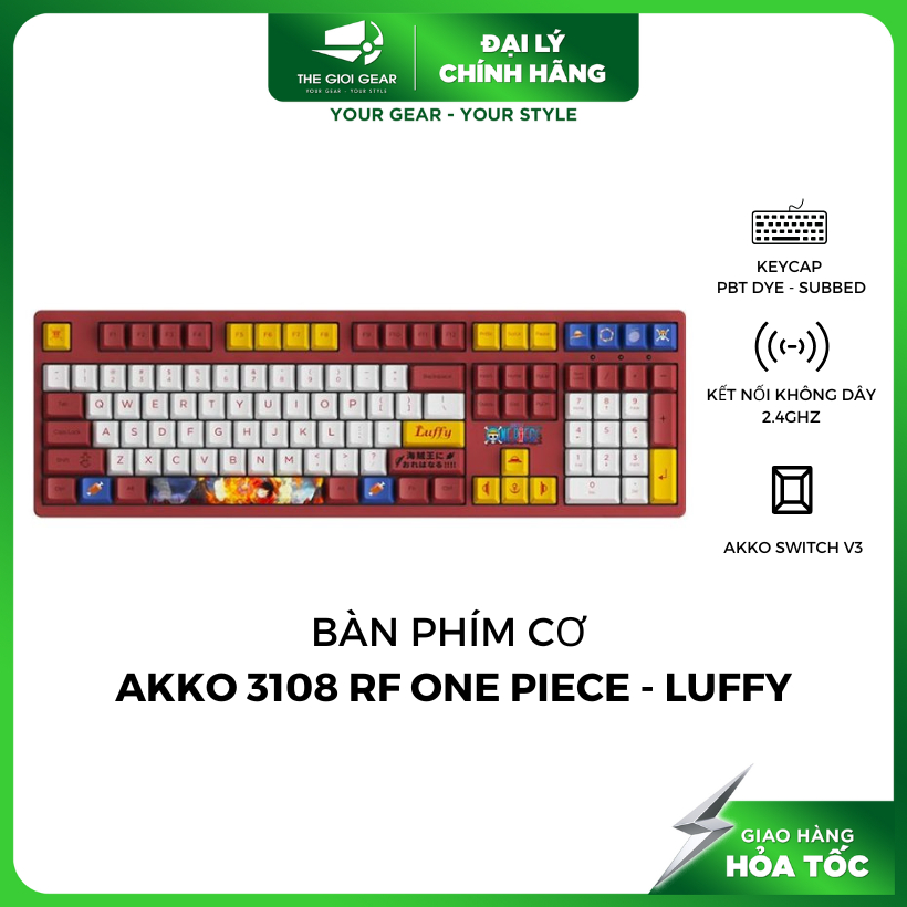 Bàn phím cơ AKKO 3108 RF One Piece – Luffy - Hàng chính hãng