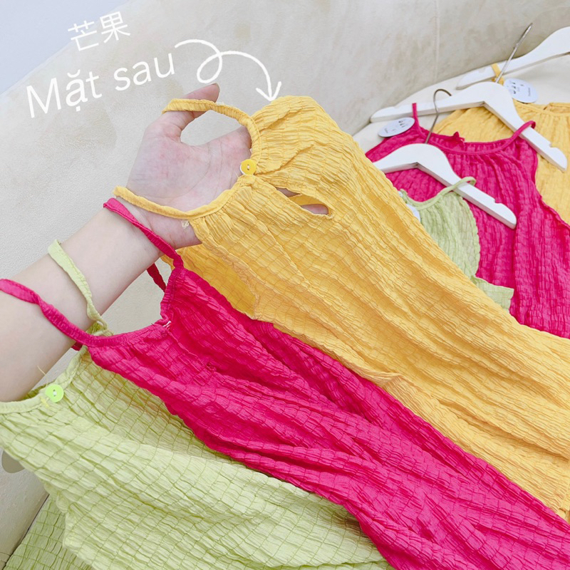 Sét váy maxi mẹ bé lụa tằm xinh yêu kèm bờm