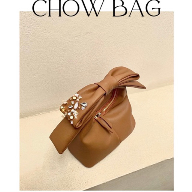 Chow bag NÂU BÒ + nơ Nâu