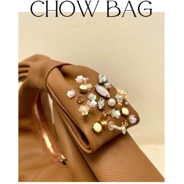 Chow bag NÂU BÒ + nơ Nâu