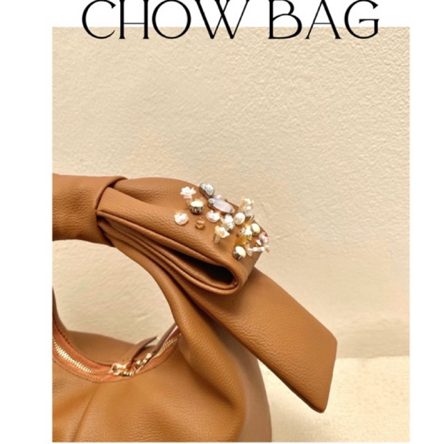 Chow bag NÂU BÒ + nơ Nâu